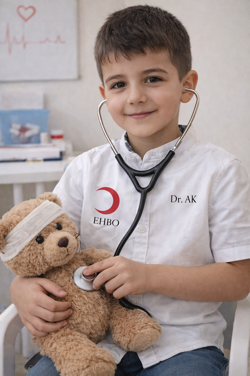 T-shirt rode maan/kruis